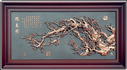 報春圖紫銅浮雕 報春圖紫銅浮雕