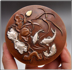 連年有余墨盒銅浮雕 連年有余墨盒銅浮雕