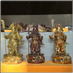 紫銅黃銅彩繪關公雕塑 紫銅黃銅彩繪關公雕塑