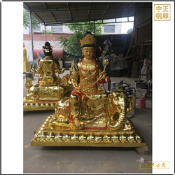 純銅鎏金文殊普賢銅像 純銅鎏金文殊普賢銅像