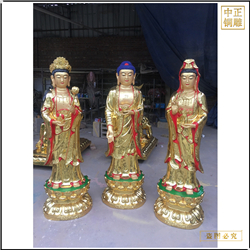 鑄銅關公 貼真金西方三圣坐銅像