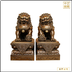 小號(hào)雌雄一對黃銅獅子擺件