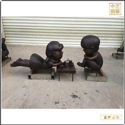 小孩玩積木銅雕塑 小孩玩積木銅雕塑