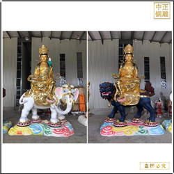 鑄銅關公 鎏金文殊普賢銅佛像