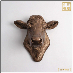 鑄銅關公 牛頭墻體掛件雕塑