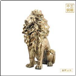 鑄銅關(guān)公 家用小型銅獅子擺件