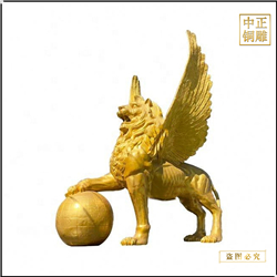 黃銅飛獅戲球銅雕 黃銅飛獅戲球銅雕