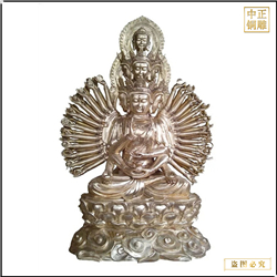 鑄銅關公 純銅鎏金千手千眼觀世音銅像