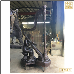 室外美女彈音樂銅雕塑鑄造 室外美女彈音樂銅雕塑鑄造