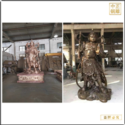 鑄銅關公 韋陀菩薩護宅門神擺件