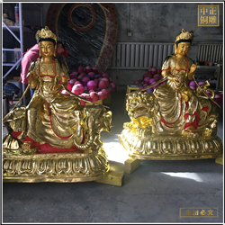 鑄銅關公 供應彩繪文殊普賢銅佛像