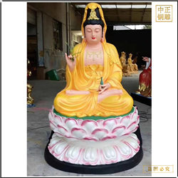 鑄銅關公 黃衣觀音菩薩銅佛像