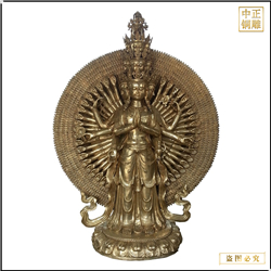 鑄銅關公 小型站像千手觀音銅佛像