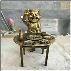 鑄銅關公 步行街吃火鍋人物銅雕塑