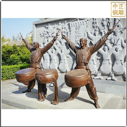 鑄銅關公 打鼓人物景觀銅雕塑