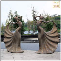 鑄銅關公 步行街女孩跳舞人物雕塑