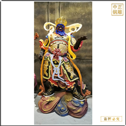 鑄銅關(guān)公 定制大型彩繪四大天王銅佛像廠