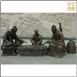 鑄銅關公 古代人物下棋景觀雕塑