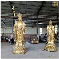 鑄銅關公 鑄銅貼金地藏王佛像雕塑