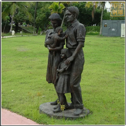 鑄銅關公 現代一家四口園林人物雕塑