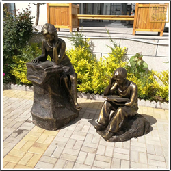 鑄銅關公 校園男孩女孩看書銅雕塑擺件
