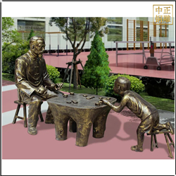 鑄銅關(guān)公 老人下象棋人物雕塑
