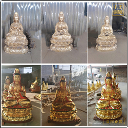 鑄銅關公 貼金彩繪觀音菩薩銅像