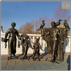 鑄銅關公 捕魚人物景觀銅像