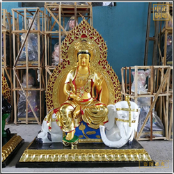 鑄銅關(guān)公 貼金文殊普賢菩薩佛像制作