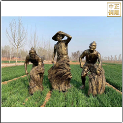 鑄銅關公 割麥子人物雕塑