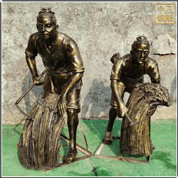 鑄銅關公 割麥子人物銅雕塑