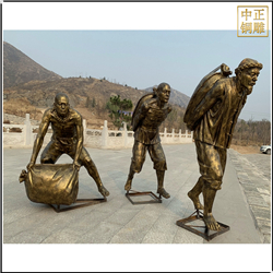 鑄銅關公 戶外搬運工人物銅雕塑