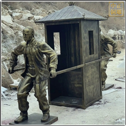 鑄銅關公 抬轎子景觀人物雕塑