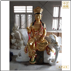 鑄銅關(guān)公 彩繪文殊普賢銅佛像