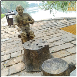 鑄銅關公 廣場下象棋銅像