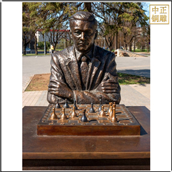 鑄銅關公 老者下象棋景觀雕塑