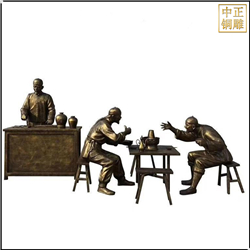 鑄銅關公 喝酒劃拳銅雕塑