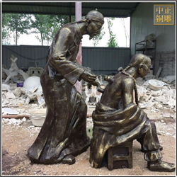 中醫拔罐人物銅雕塑 中醫拔罐人物銅雕塑