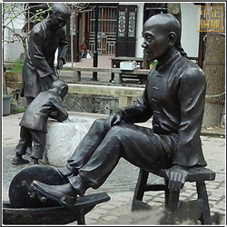 鑄銅關公 室外中醫碾藥景觀銅像