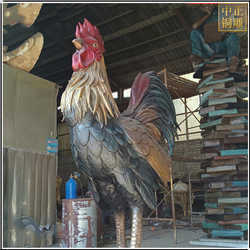 鑄銅關公 彩繪動物園景觀銅公雞雕塑
