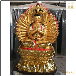 鑄銅關(guān)公 貼金千手觀音佛像廠家