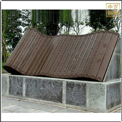 鑄銅關(guān)公 仿古書卷銅雕塑定制