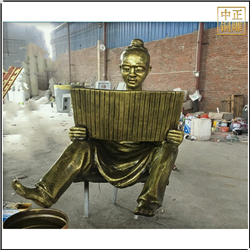 鑄銅關公 校園古代人物看書卷銅雕塑