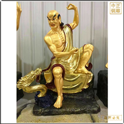 鑄銅關公 鍍金十八羅漢雕塑