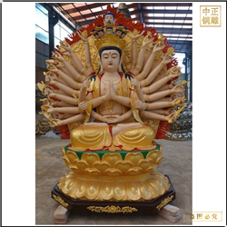 鑄銅關公 貼金千手觀音銅像