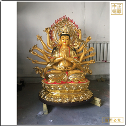 鑄銅關公 貼金鑄銅千手觀音菩薩雕像