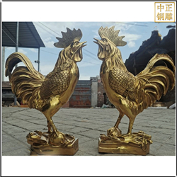 一對大型銅公雞雕塑 一對大型銅公雞雕塑
