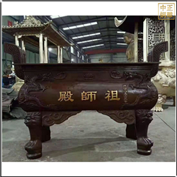 鑄銅關公 方形香爐鑄銅雕塑