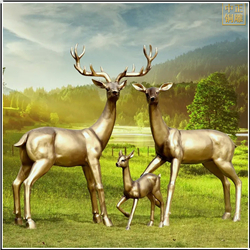 鑄銅關公 一家三口銅鹿雕塑