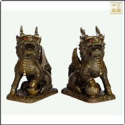 鑄銅關(guān)公 小型銅麒麟雕塑擺件